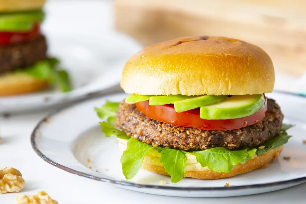 vegan peynirli vejetaryen burger